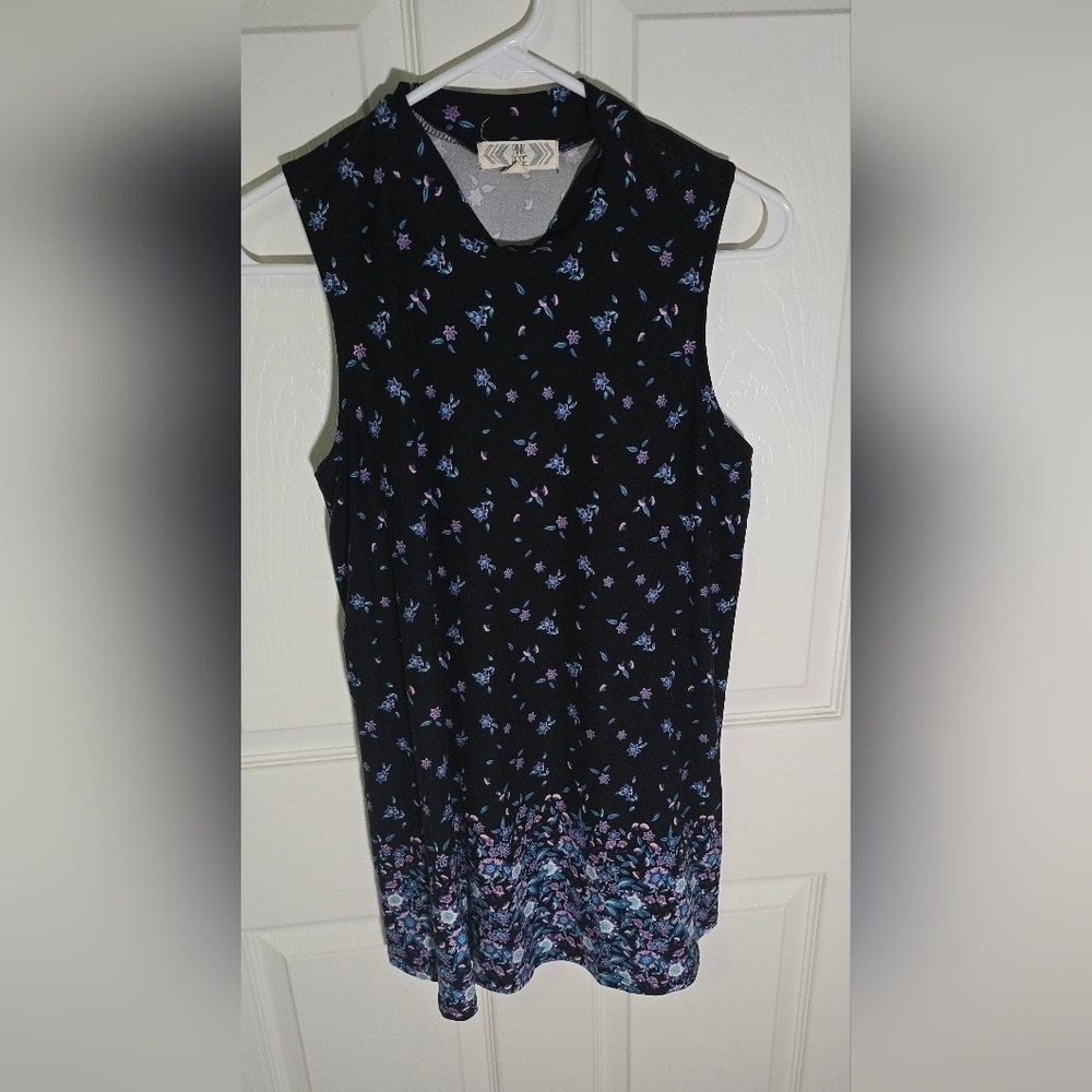 Pink Rose Womens Floral Tank Blouse Large